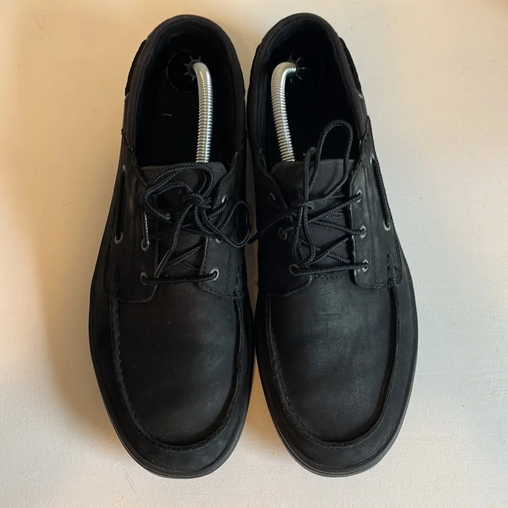 Timberland Men's Black Nubuck 3 Eye Lace Up Boat Shoe Size 10.5